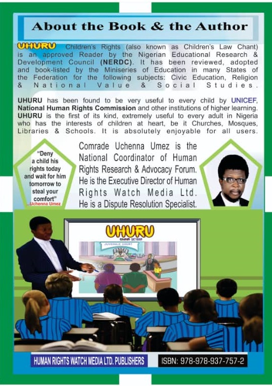 Back Cover of UHURU CHILDREN'S RIGHTS By Comrade Uchenna Umez